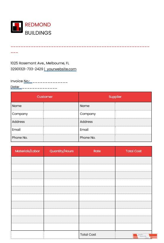 Editable Construction Invoice Template PSD template